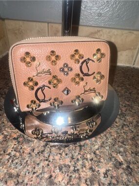 Christian Louboutin Peach Leather Zip Wallet EUC